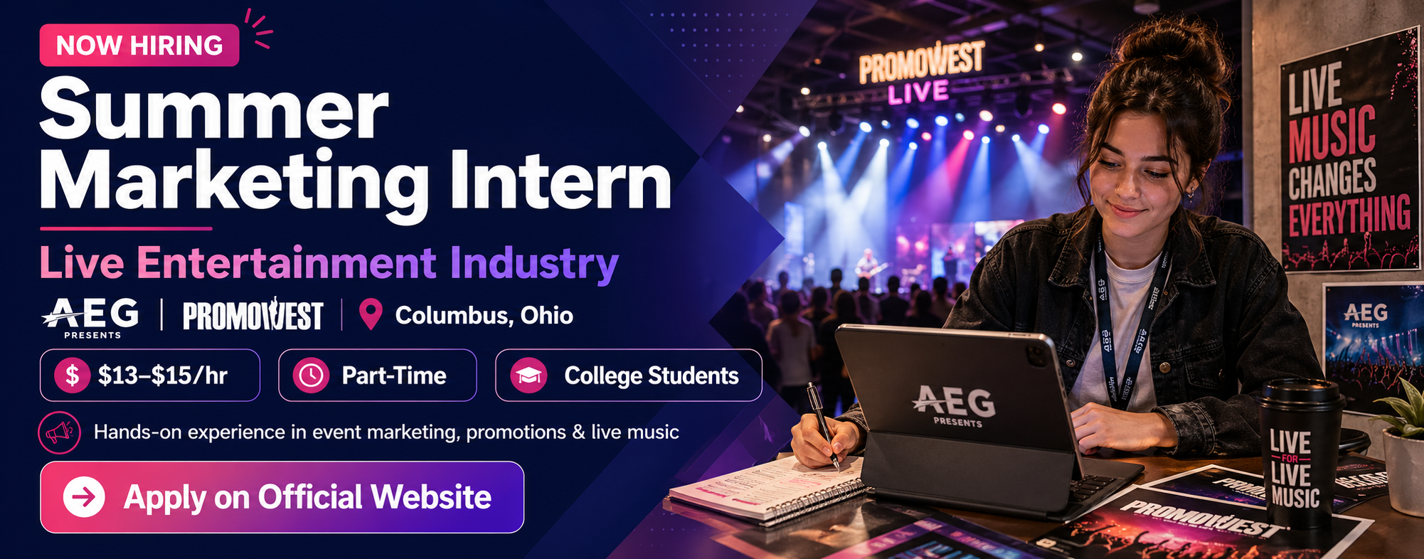 PromoWest Columbus Hiring Summer Marketing Intern – Live Entertainment Industry